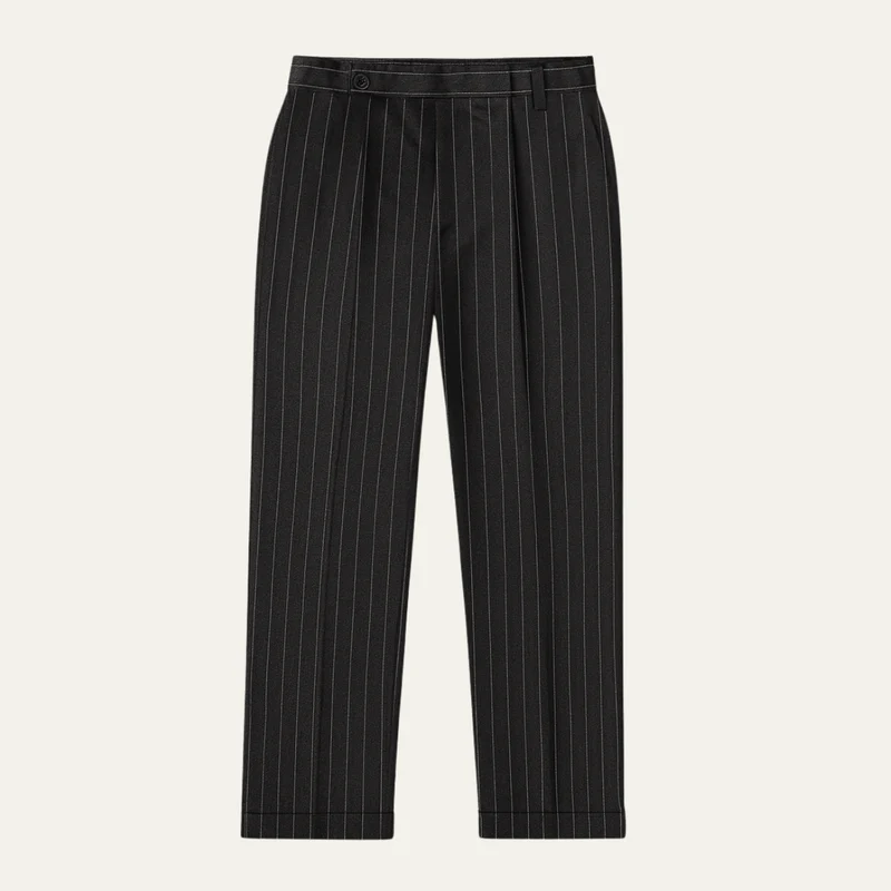 Pantalon Habillé à Rayures Fines et Pinces Homme