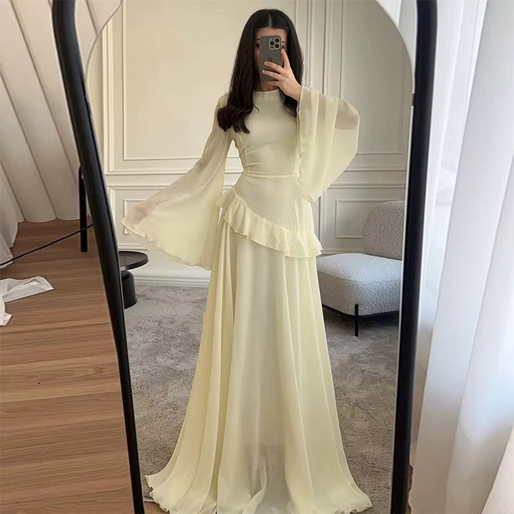 Robe Longue à Manches Évasées Femme