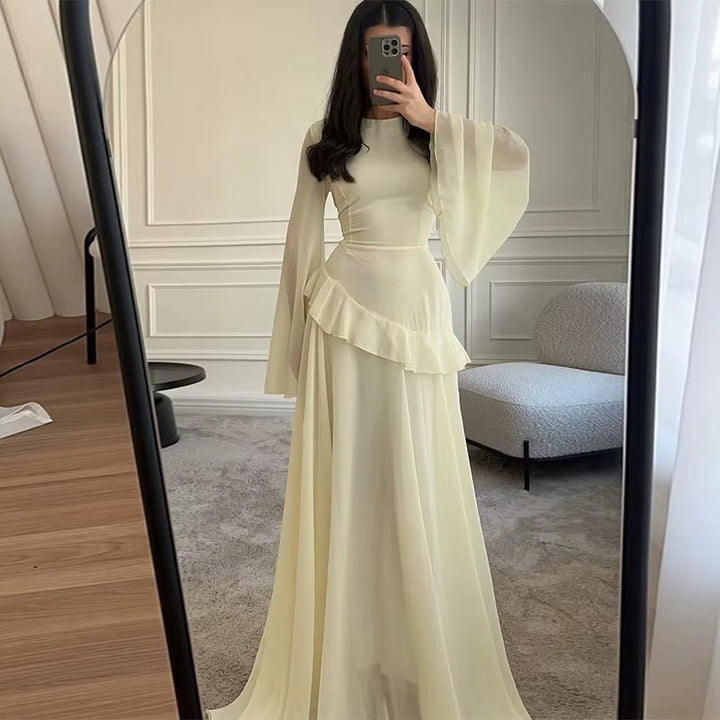 Robe Longue à Manches Évasées Femme