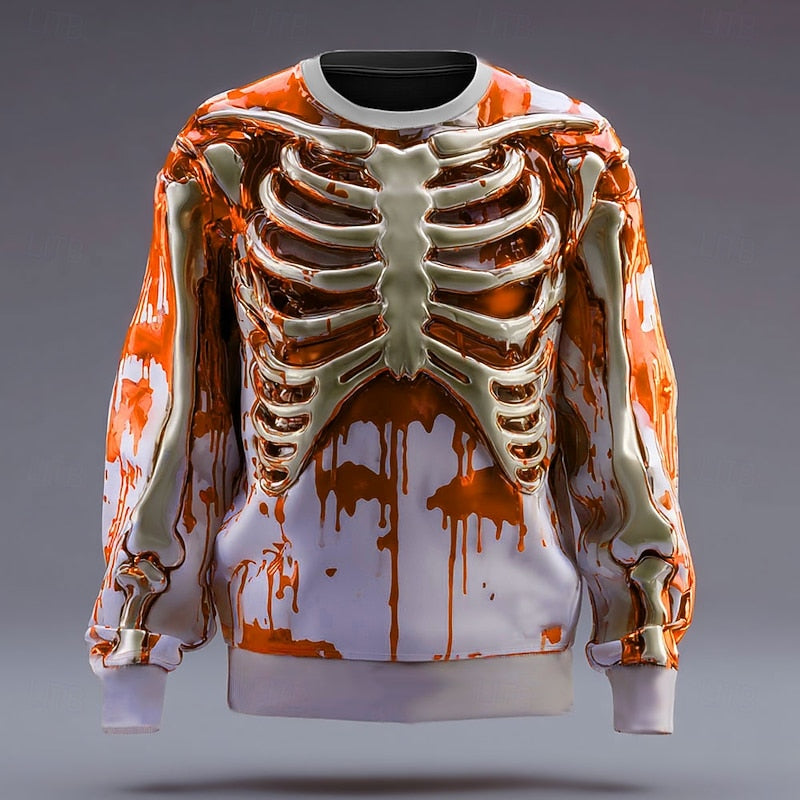 Sweat Halloween Squelette Manches Longues Homme