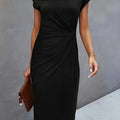 Women's Draped Short-Sleeve Midi Dress