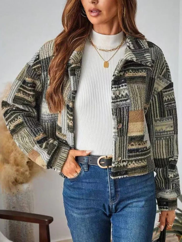 Veste Courte à Motifs Géométriques Femme
