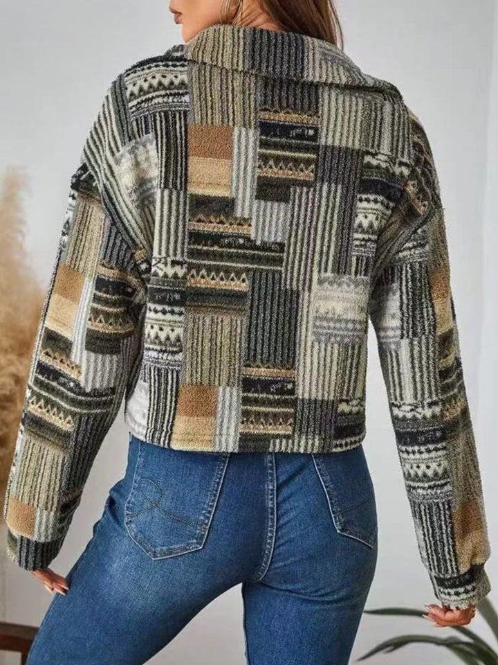 Veste Courte à Motifs Géométriques Femme
