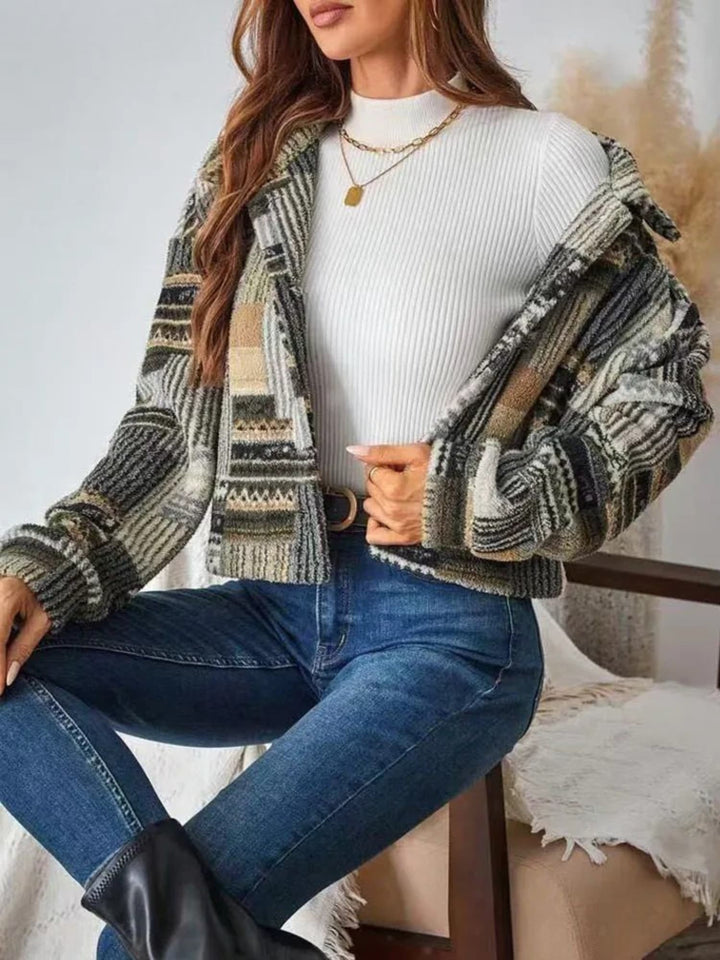 Veste Courte à Motifs Géométriques Femme