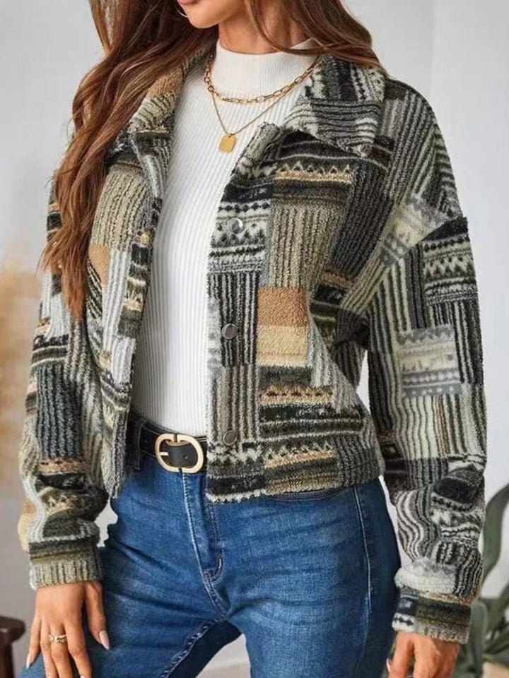 Veste Courte à Motifs Géométriques Femme