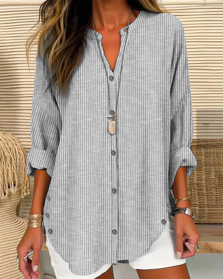 Blouse Rayée Boutonnée Femme