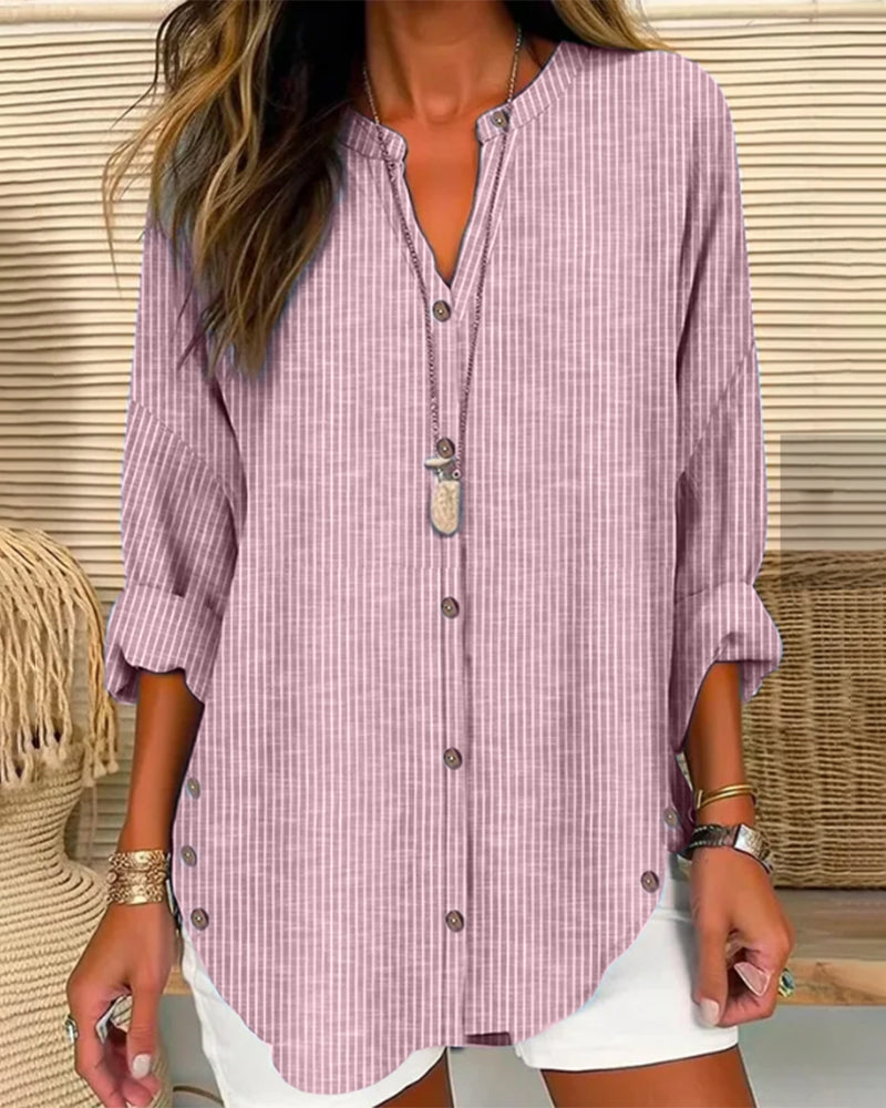 Blouse Rayée Boutonnée Femme
