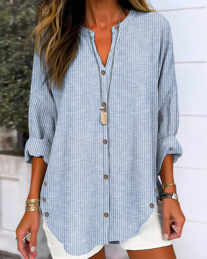 Blouse Rayée Boutonnée Femme