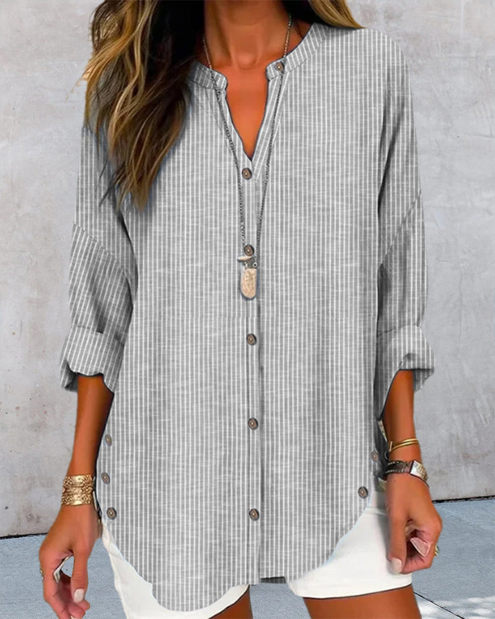 Blouse Rayée Boutonnée Femme