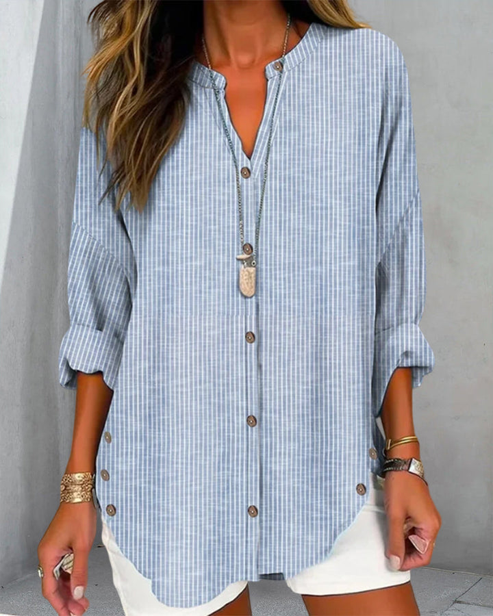Blouse Rayée Boutonnée Femme