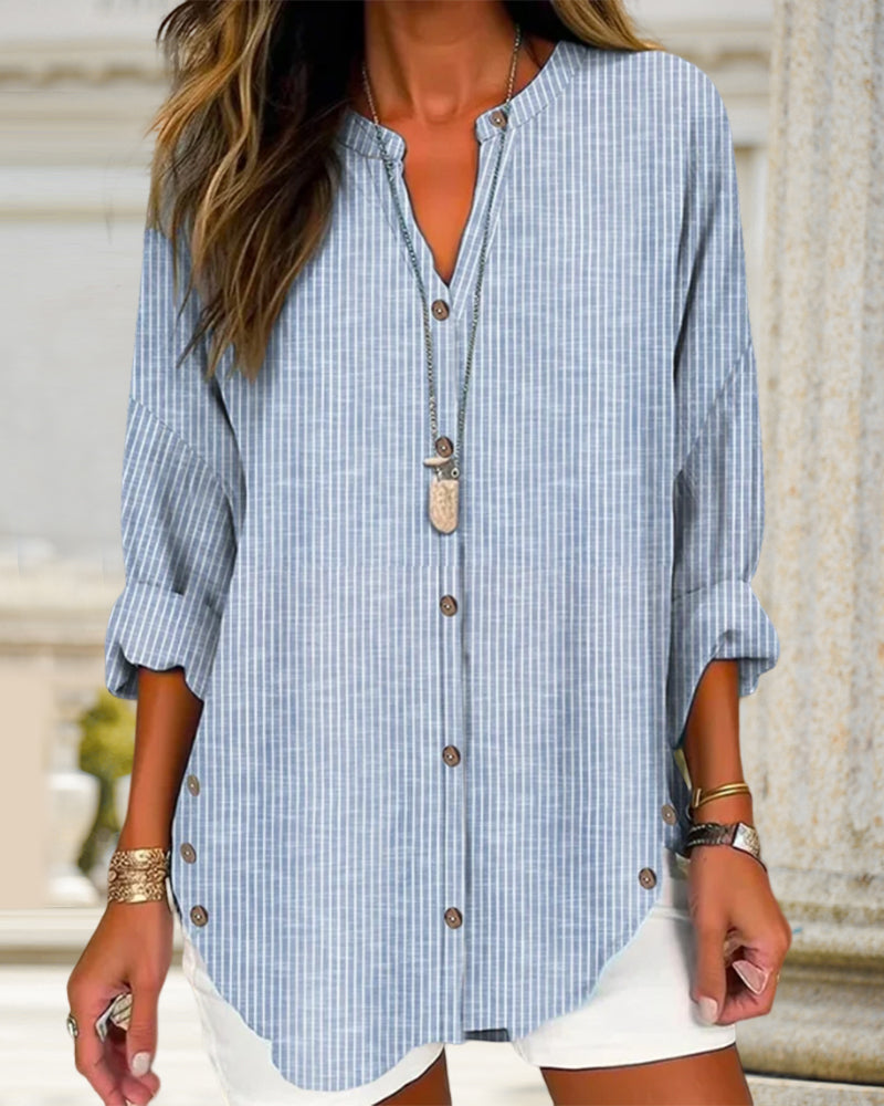 Blouse Rayée Boutonnée Femme