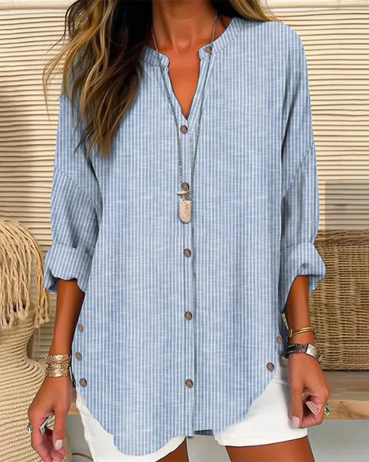 Blouse Rayée Boutonnée Femme