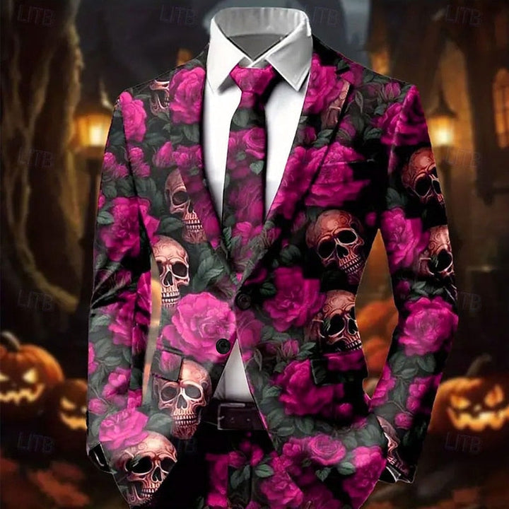 Blazer Halloween Imprimé Crânes et Roses Homme