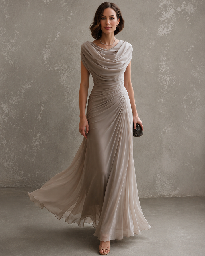 Robe Longue Drapée Sans Manches Femme