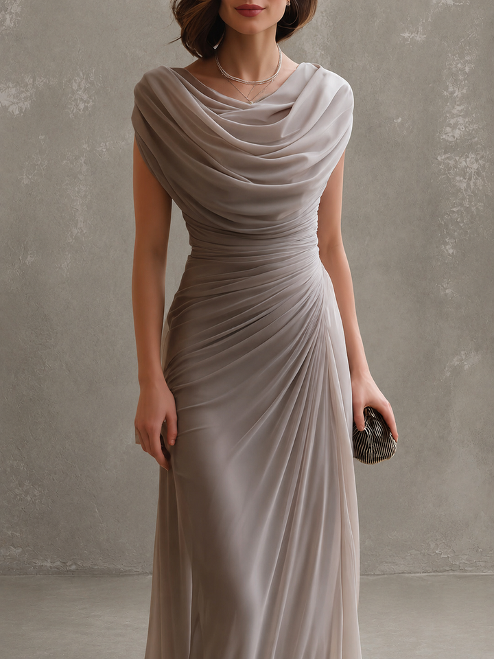 Robe Longue Drapée Sans Manches Femme