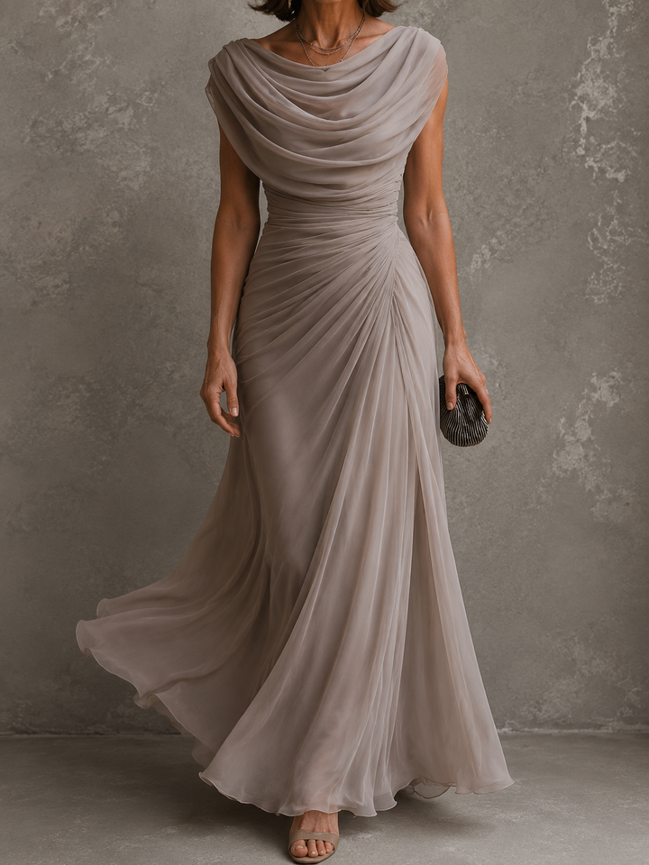 Robe Longue Drapée Sans Manches Femme