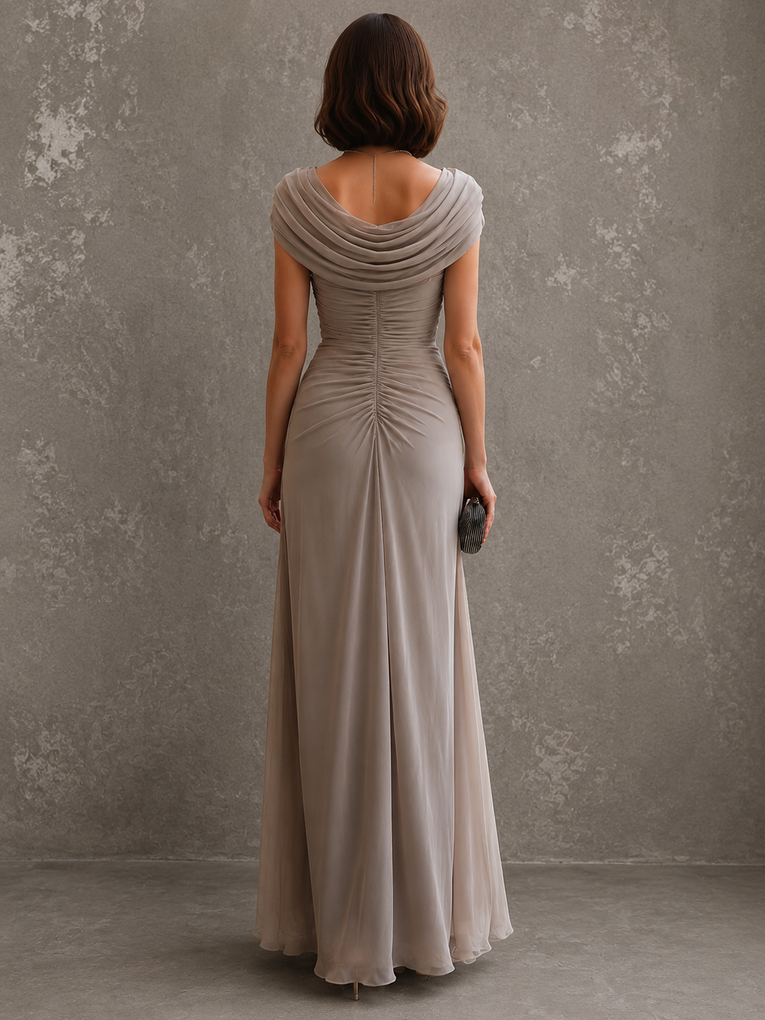 Robe Longue Drapée Sans Manches Femme