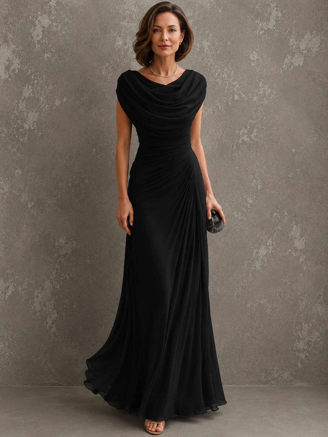 Robe Longue Drapée Sans Manches Femme
