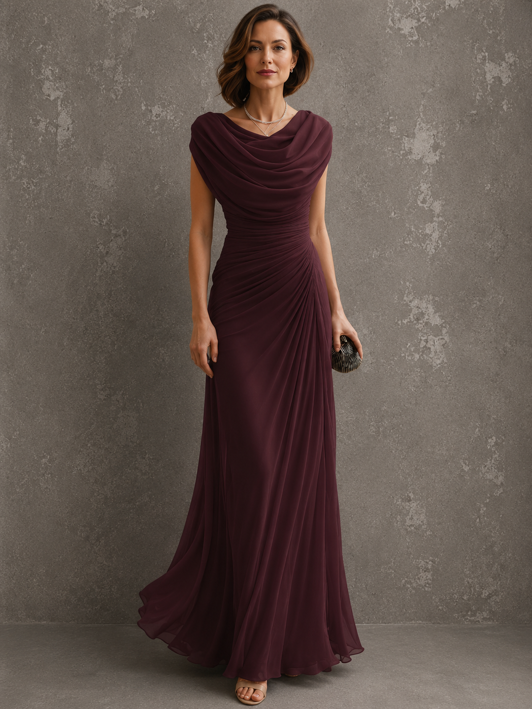 Robe Longue Drapée Sans Manches Femme