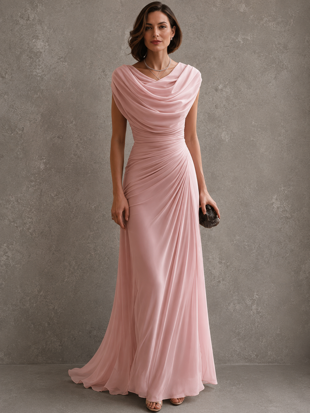 Robe Longue Drapée Sans Manches Femme