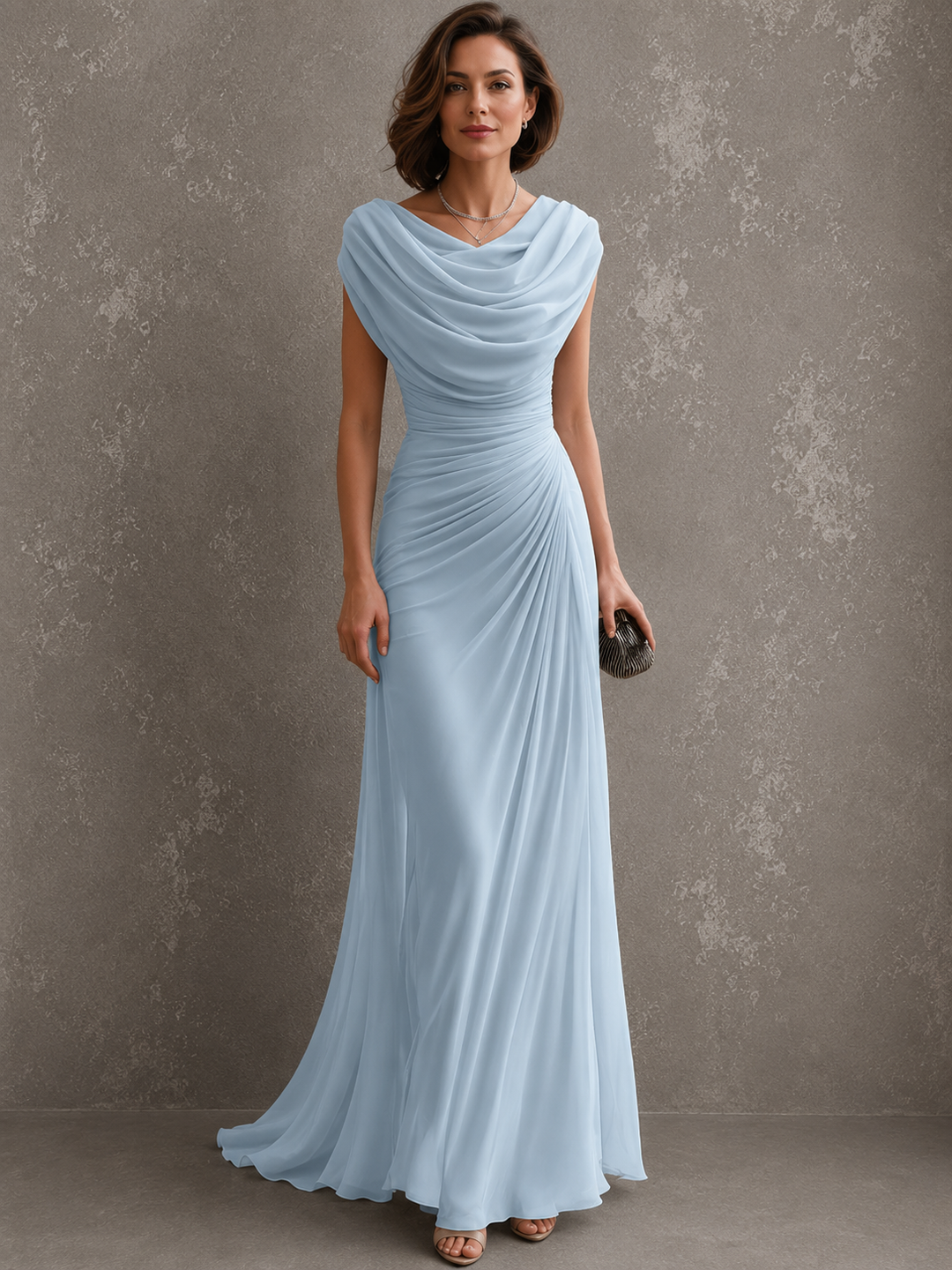Robe Longue Drapée Sans Manches Femme