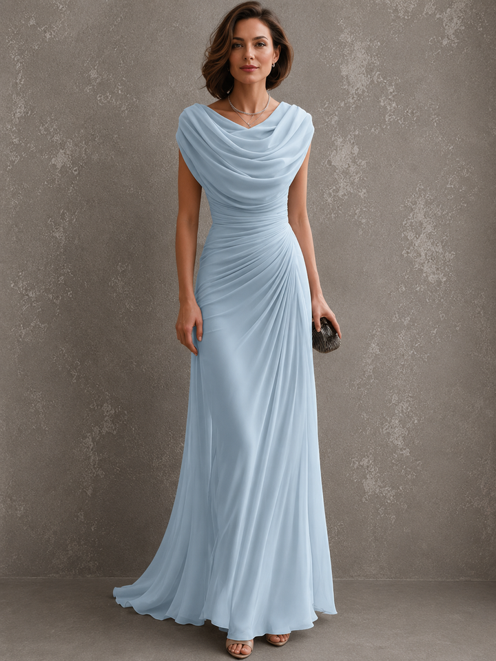 Robe Longue Drapée Sans Manches Femme