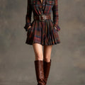 Robe Chemise Courte à Carreaux Femme