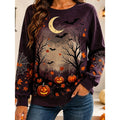 Haut Halloween Imprimé Citrouilles et Chauves-Souris Femme