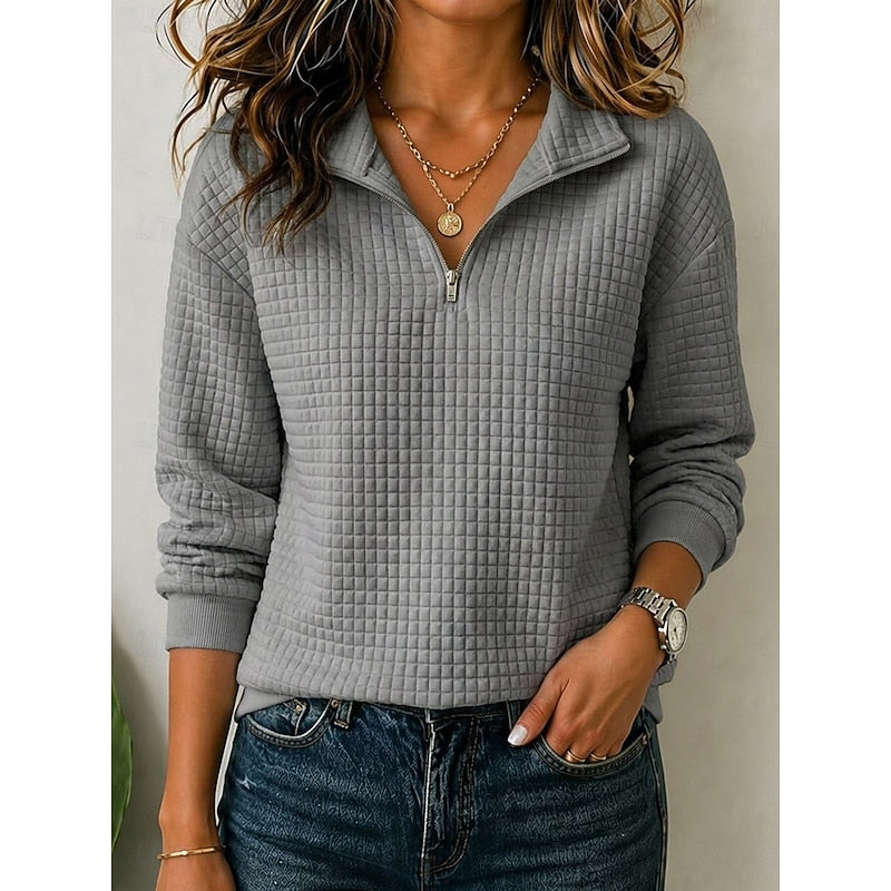 Pull à Col Zippé et Manches Longues Femme