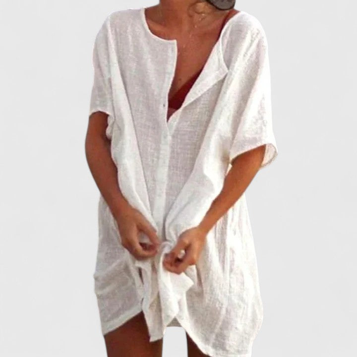 Robe Tunique Ample à Col V Femme