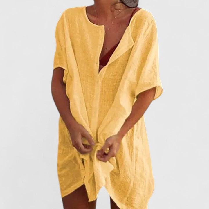Robe Tunique Ample à Col V Femme
