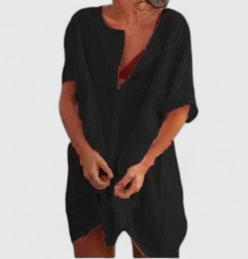 Robe Tunique Ample à Col V Femme
