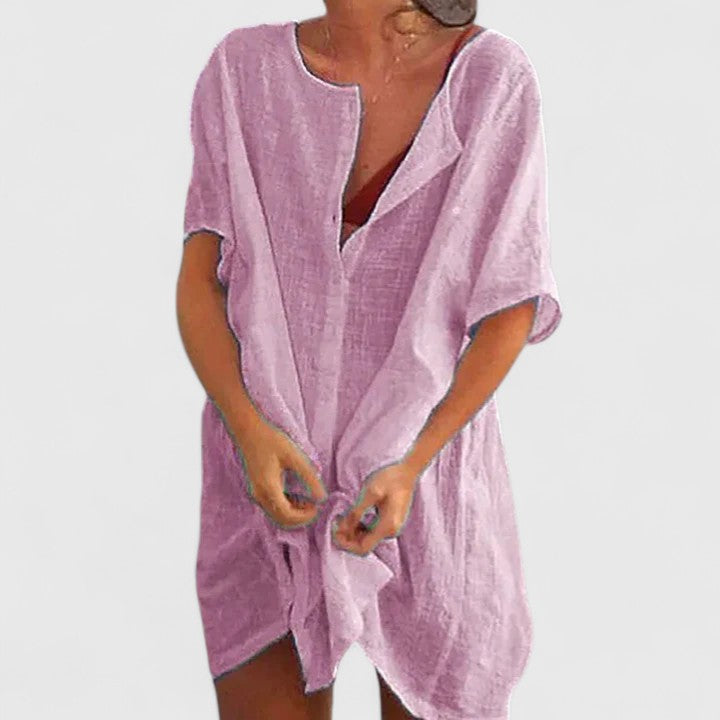 Robe Tunique Ample à Col V Femme