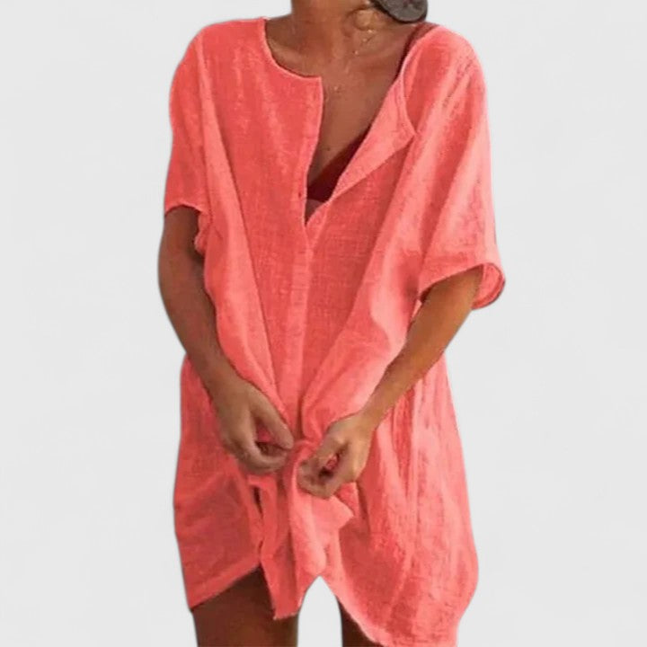 Robe Tunique Ample à Col V Femme