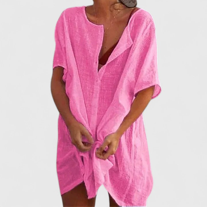 Robe Tunique Ample à Col V Femme