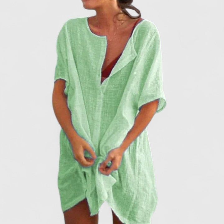 Robe Tunique Ample à Col V Femme