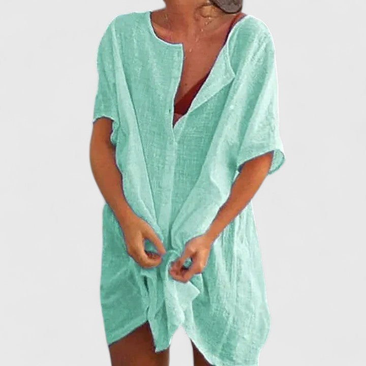 Robe Tunique Ample à Col V Femme