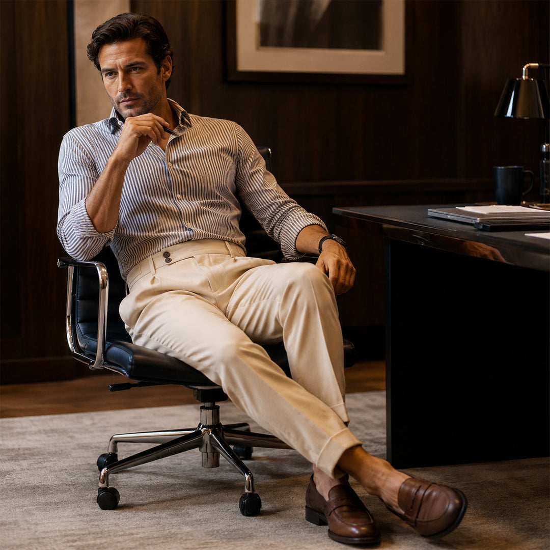 Pantalon à Pinces Coupe Fusélée Homme