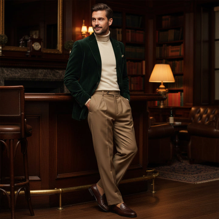 Pantalon à Pinces Coupe Droite Homme