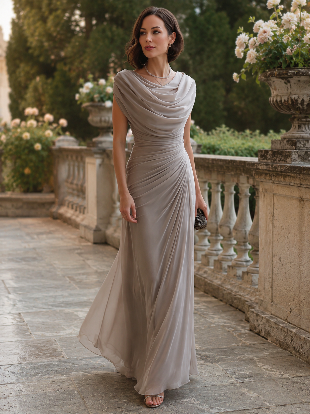 Robe Longue Drapée Élégante Femme