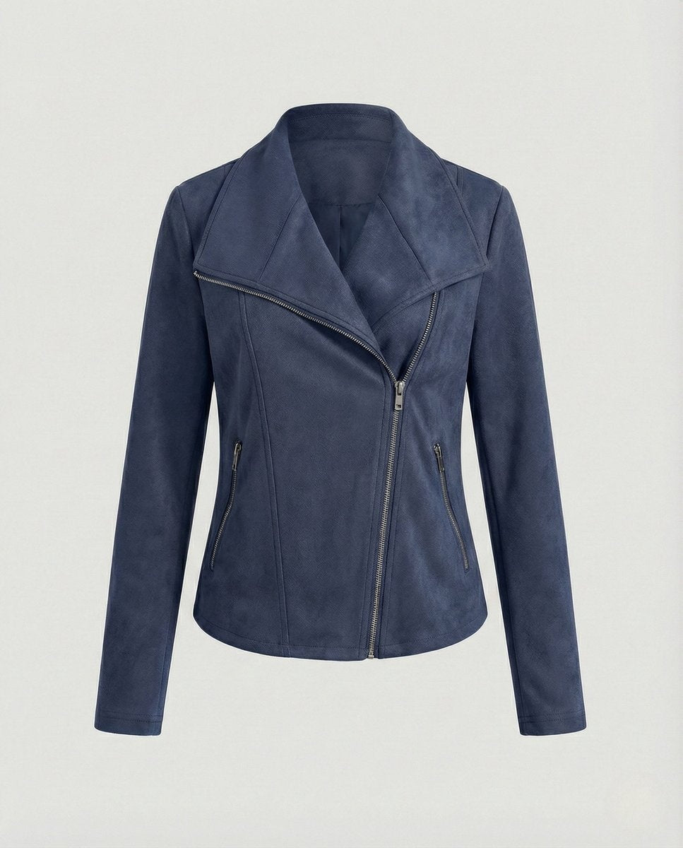 Blouson Biker à Larges Revers Femme