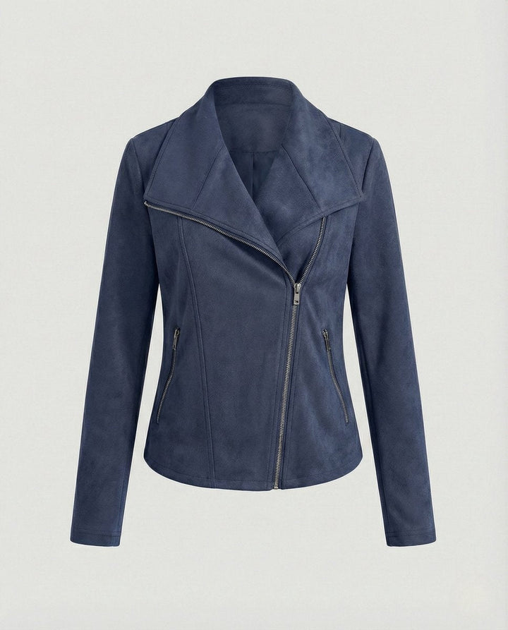 Blouson Biker à Larges Revers Femme