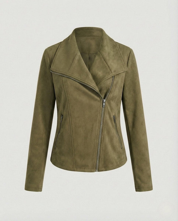 Blouson Biker à Larges Revers Femme