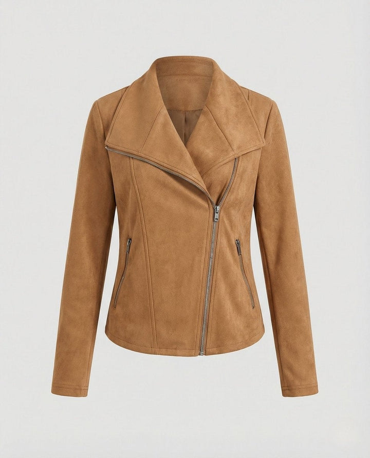 Blouson Biker à Larges Revers Femme