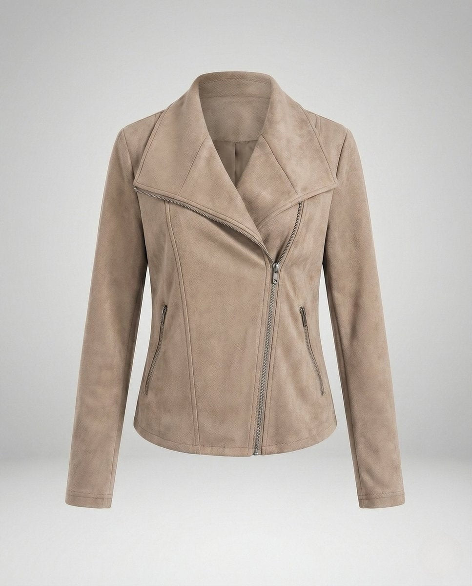 Blouson Biker à Larges Revers Femme