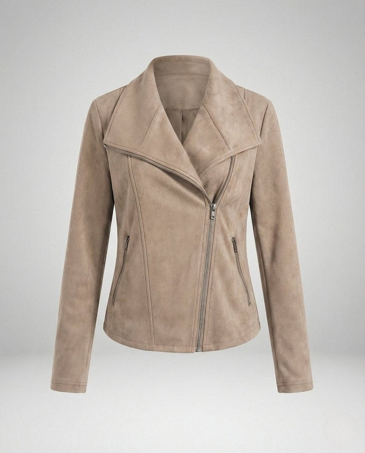 Blouson Biker à Larges Revers Femme