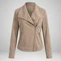 Blouson Biker à Larges Revers Femme
