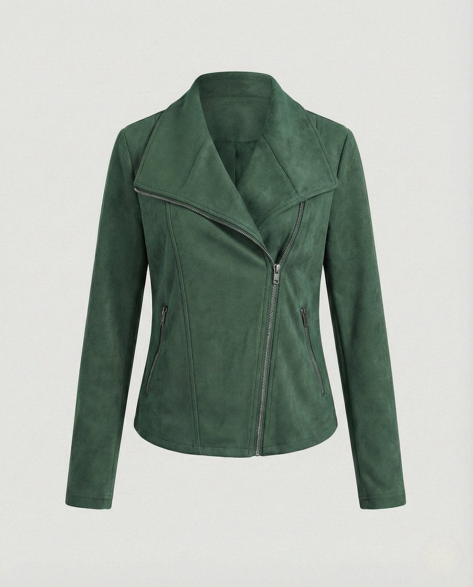Blouson Biker à Larges Revers Femme