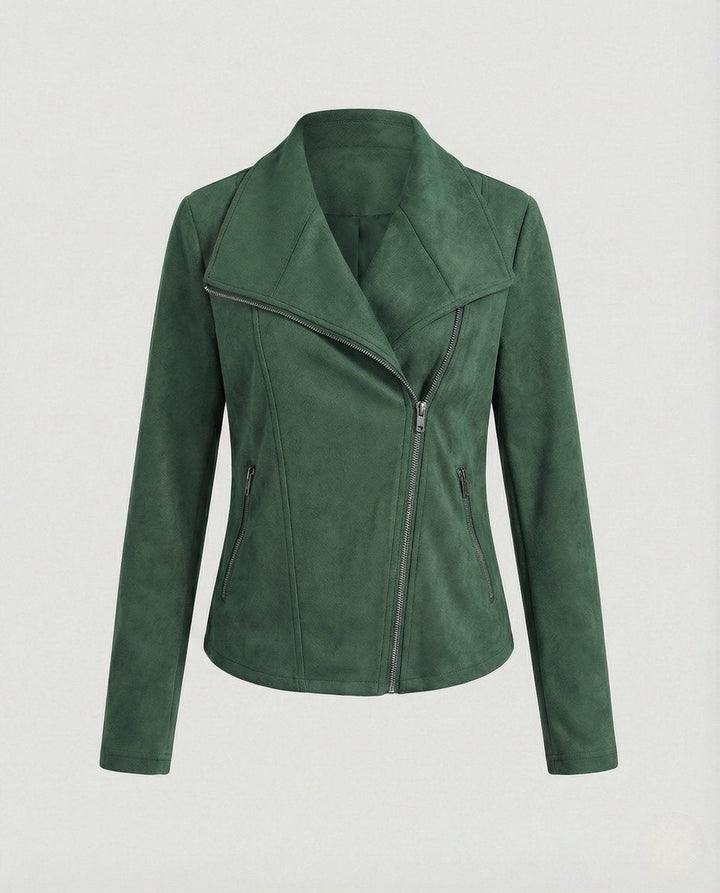 Blouson Biker à Larges Revers Femme