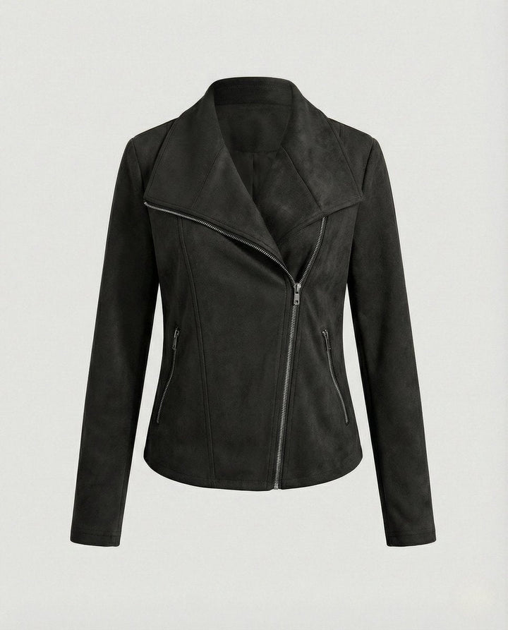 Blouson Biker à Larges Revers Femme